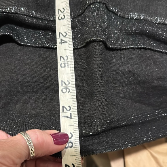 Saks Fifth Avenue Linen Blouse - Black V-Neck - Made in Italy Size Small - Picture 4 of 11